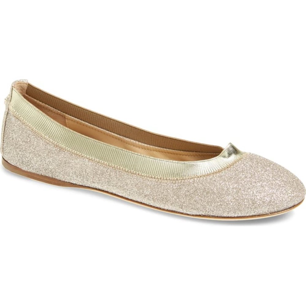 NEW $495 Jimmy Choo Gwenda Glitter Flat 39.5